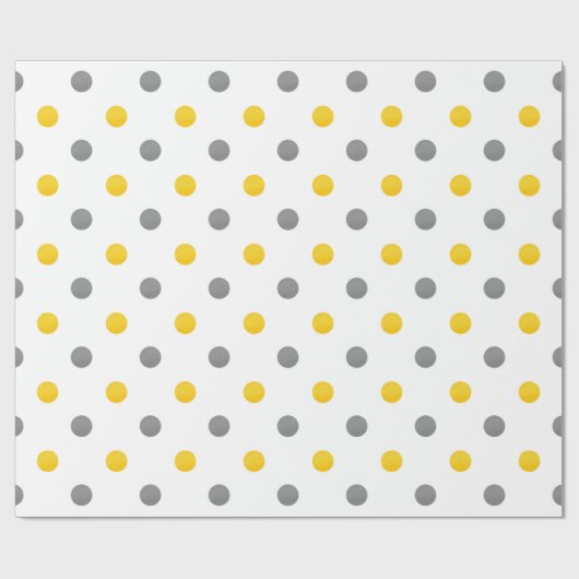 Gele en grijze pokadots cadeaupapier (Vlak)