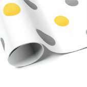 Gele en grijze pokadots cadeaupapier (Rol Hoek)