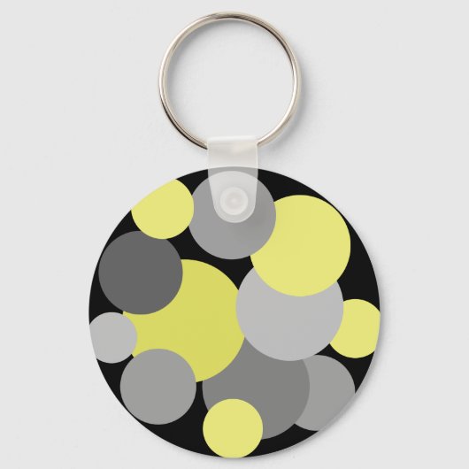 Gele en grijze pokadots sleutelhanger (Voorkant)