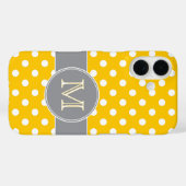 Gele en Grijze Polka Dots Monogrammed Case-Mate iPhone Case (Achterkant (horizontaal))