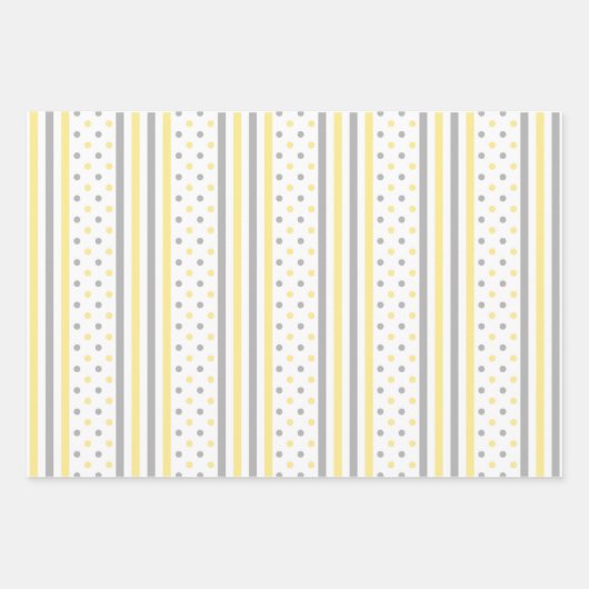 Gele en grijze polka-punten & strepen schattig hel inpakpapier vel (Voorkant)