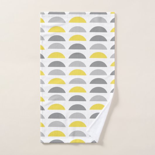 Gele en grijze puntprikken op wit bad handdoek (Handdoek)