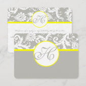 Gele en grijze RSVP-kaart - Zilveren cloud RSVP Kaartje (Voorkant / Achterkant)