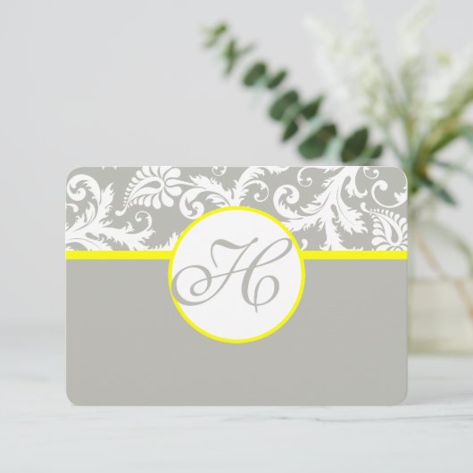 Gele en grijze RSVP-kaart - Zilveren cloud RSVP Kaartje (Staand voorkant)