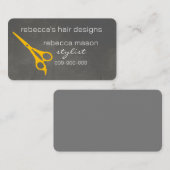 gele en grijze schaar- en haarstylist salon op maa visitekaartje (Voorkant / Achterkant)