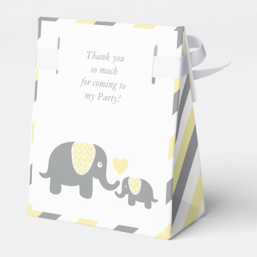 Gele en Grijze Streep Olifant Bedankdoosjes (Achterkant)