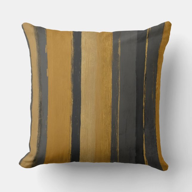 Gele en grijze strepen kussen (Voorkant)