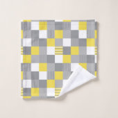 Gele en grijze vierkanten en strepen bad handdoek (Wasdoekje)