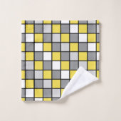 Gele en grijze vierkantjes bad handdoek (Wasdoekje)
