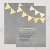 Gele en grijze vlooien bruiloft kaart (Voorkant / Achterkant)