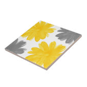 Gele en grijze Waterverf bloemen Tegeltje (Zijkant)