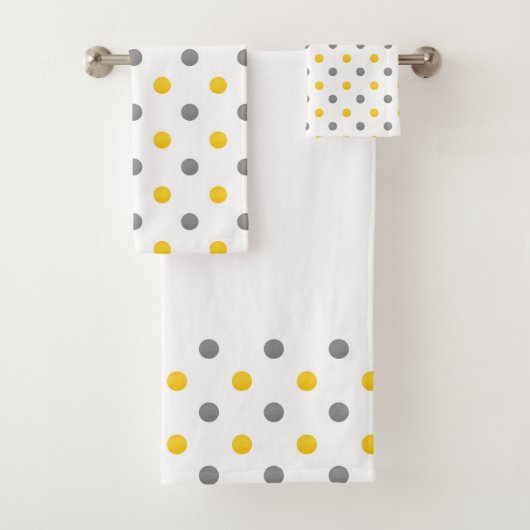 Gele en Grijze Waterverf Polka Dots Bad Handdoek (Insitu)