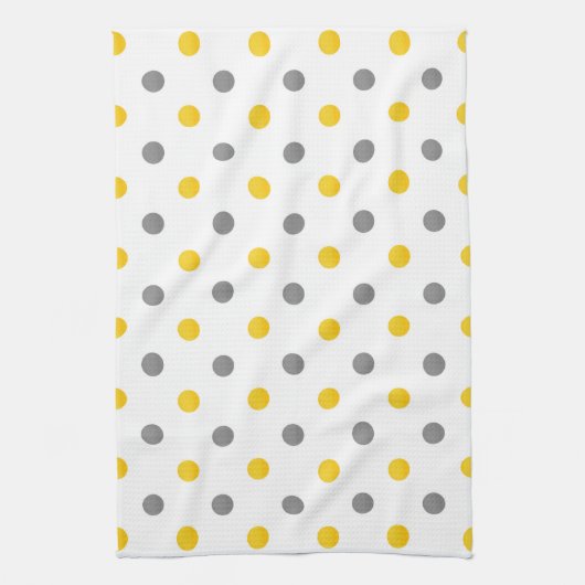 Gele en Grijze Waterverf Polka Dots Theedoek (Verticaal)