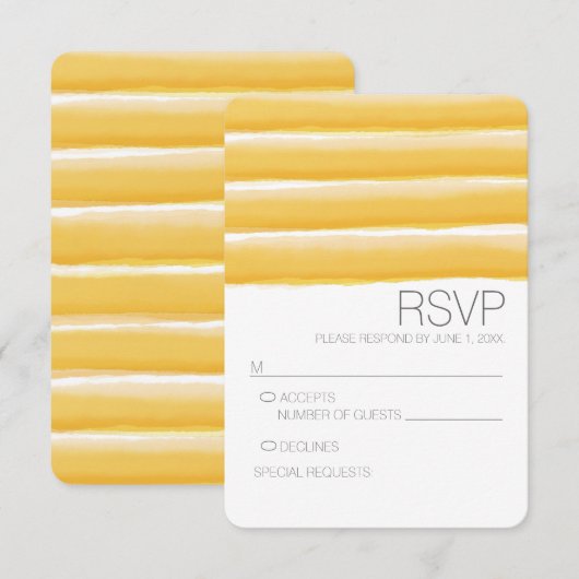 Gele en grijze Waterverf Stripes Wedding RSVP (Voorkant / Achterkant)