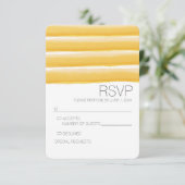 Gele en grijze Waterverf Stripes Wedding RSVP (Staand voorkant)