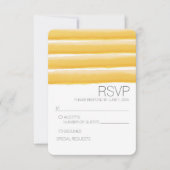 Gele en grijze Waterverf Stripes Wedding RSVP (Voorkant)