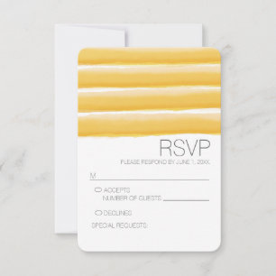 Gele en grijze Waterverf Stripes Wedding RSVP Kaartje