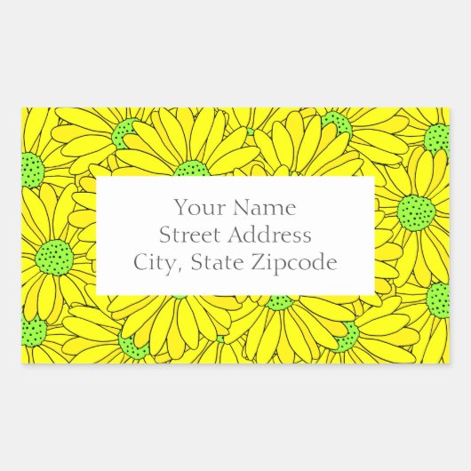Gele en groene Abstracte Daisy Pattern Labels (Voorkant)