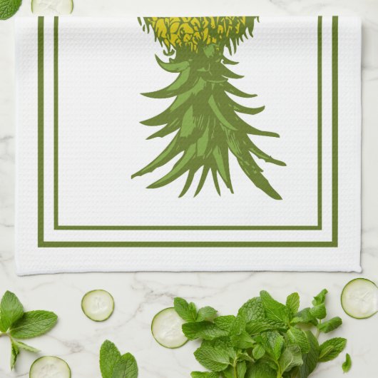 Gele en groene ananas keukenhanddoeken (Gevouwen)