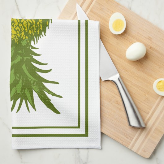 Gele en groene ananas keukenhanddoeken (Quarter Fold)