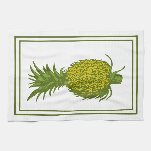 Gele en groene ananas keukenhanddoeken (Horizontaal)