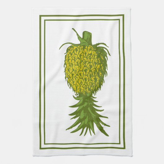 Gele en groene ananas keukenhanddoeken (Verticaal)