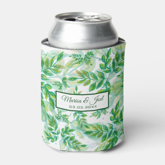 Gele en groene bladeren blikjeskoeler (Blikje Voorkant)