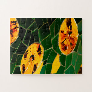 Gele en groene bloem legpuzzel