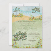 Gele en groene Bunting Pennant Wedding Invitations Kaart (Voorkant)
