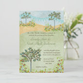 Gele en groene Bunting Pennant Wedding Invitations Kaart (Staand voorkant)
