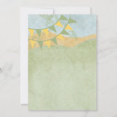 Gele en groene Bunting Pennant Wedding Invitations Kaart (Achterkant)