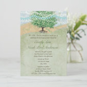 Gele en groene Bunting Pennant Wedding Invitations Kaart (Staand voorkant)