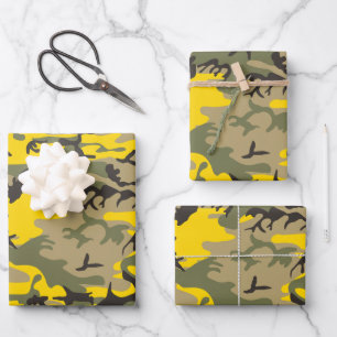 Gele en groene camouflage, leger, leger inpakpapier vel