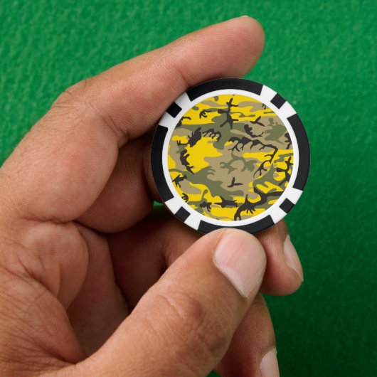 Gele en groene camouflage, leger, leger poker chips (Hand)
