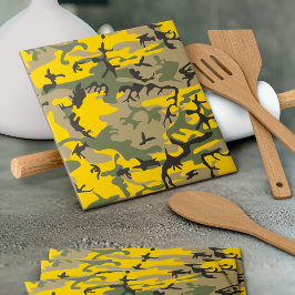 Gele en groene camouflage, leger, leger tegeltje