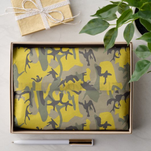 Gele en groene camouflage, leger, leger tissuepapier (Geschenk)