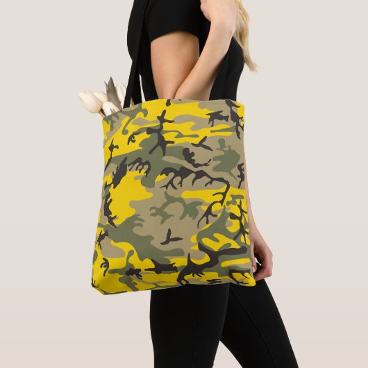 Gele en groene camouflage, leger, leger tote bag (Dichtbij)