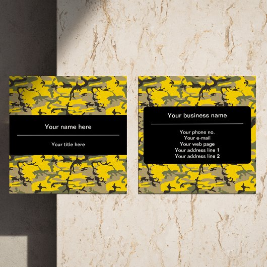 Gele en groene camouflage, leger, leger vierkante visitekaartje