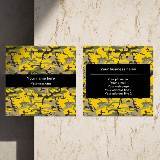 Gele en groene camouflage, leger, leger vierkante visitekaartje