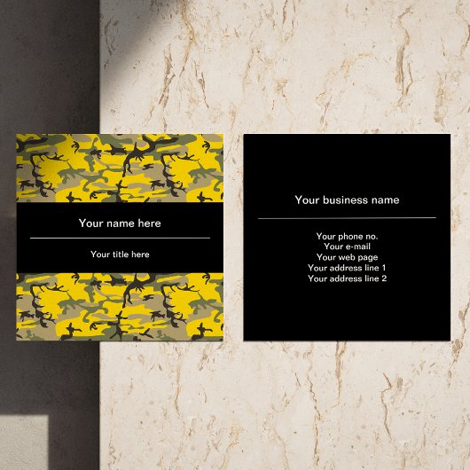 Gele en groene camouflage, leger, leger vierkante visitekaartje
