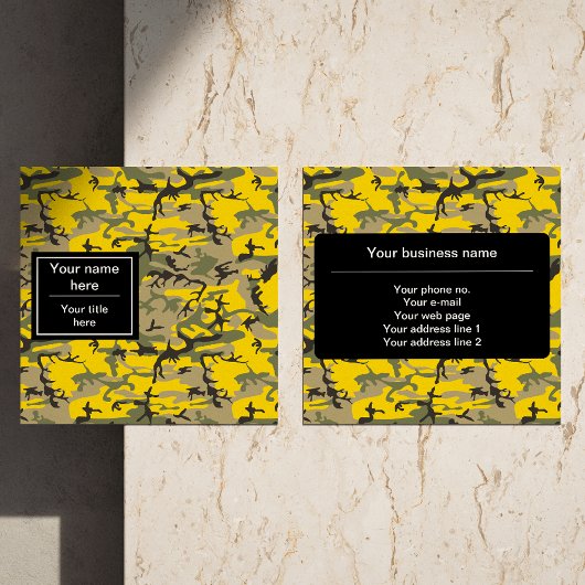 Gele en groene camouflage, leger, leger vierkante visitekaartje