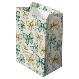 Gele en groene Coquette Strikken Nieuwe Baby Showe Medium Cadeauzakje