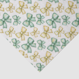 Gele en groene Coquette strikken Nieuwe babyborrel Tissuepapier