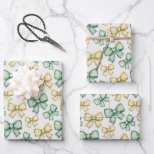 Gele en groene Coquette strikken voor nieuwe baby  Inpakpapier Vel