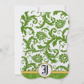 Gele en groene Damask zwemmen bruiloft uitnodiging (Achterkant)