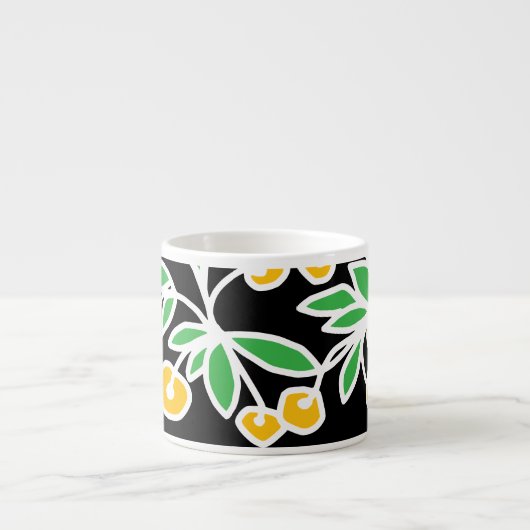 Gele en groene doodle espresso kop (Voorkant)