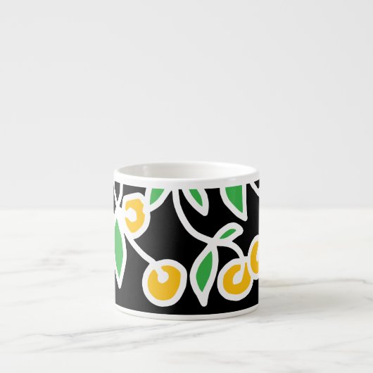 Gele en groene doodle espresso kop (Voorkant)