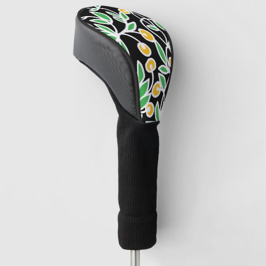 Gele en groene doodle golfheadcover (Schuin)