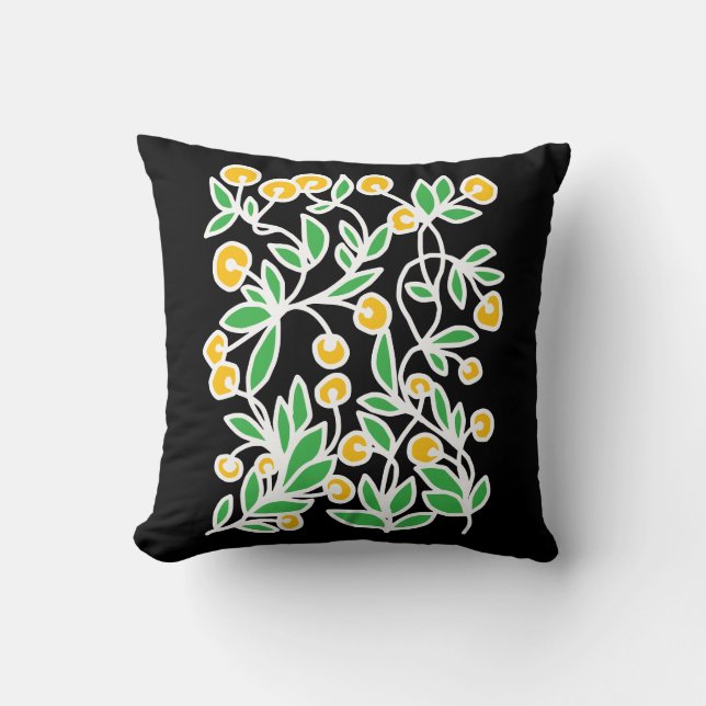 Gele en groene doodle kussen (Voorkant)