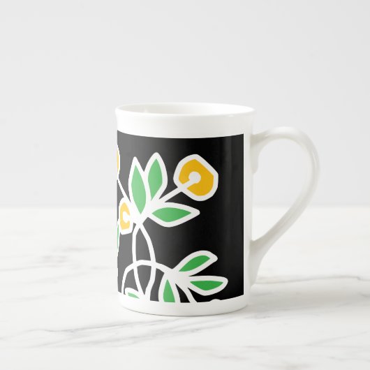 Gele en groene doodle porselein kop (Rechts)